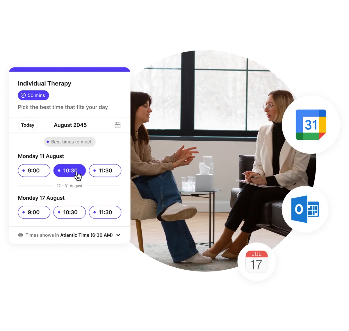 Therapist appointment scheduling software