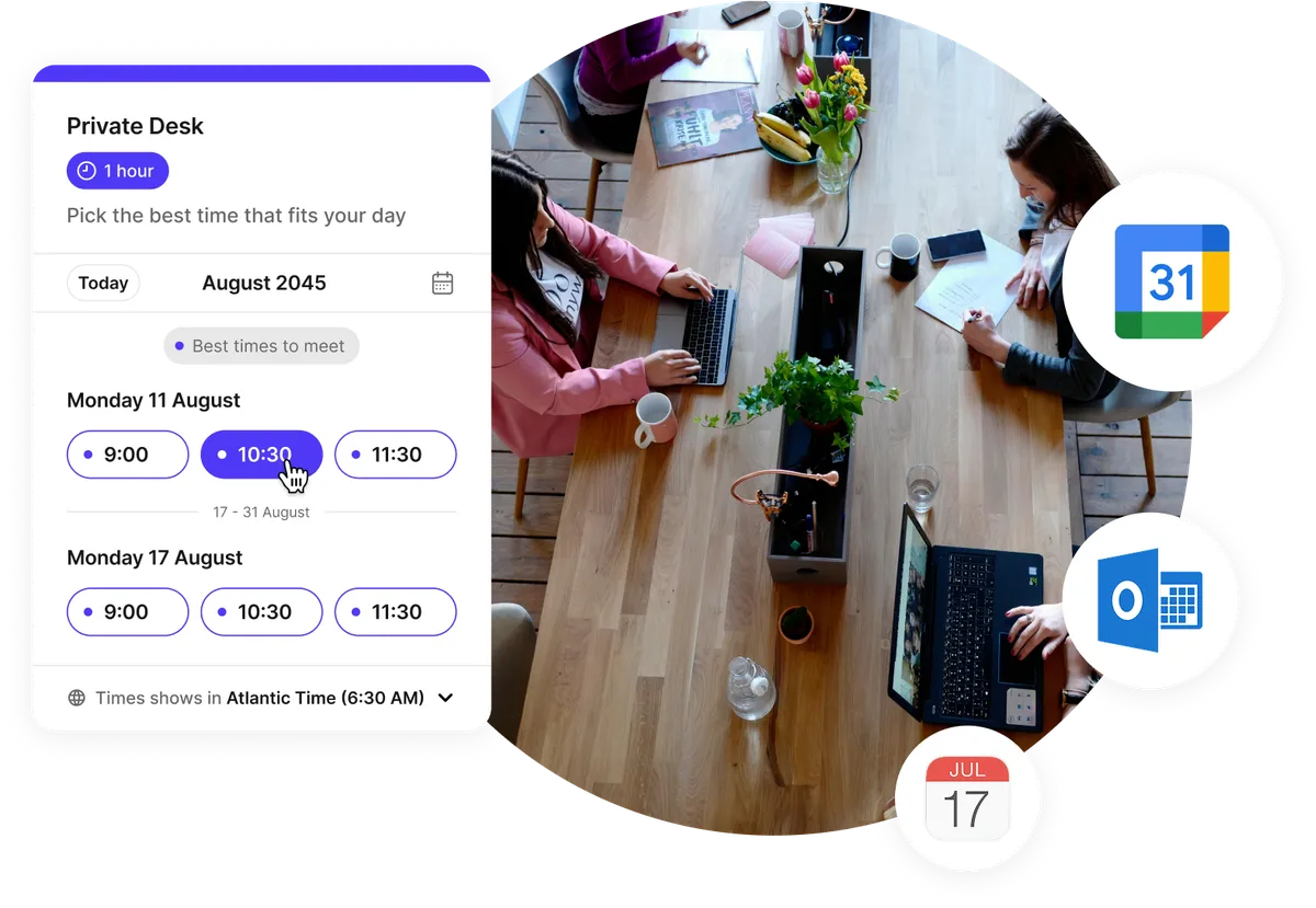 Simple scheduling and calendar sync for coworking spaces
