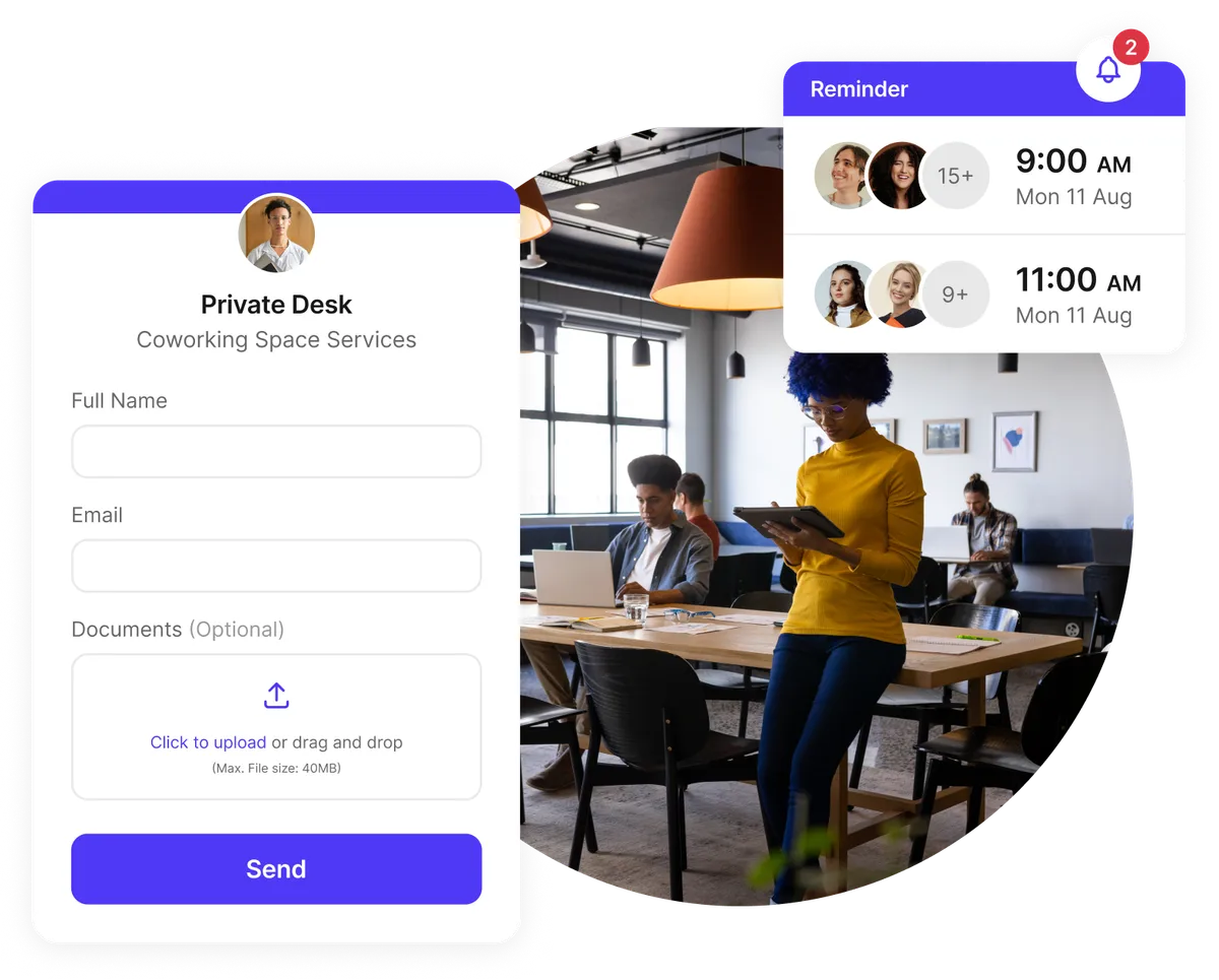 Custom intake forms and payments for workspace booking