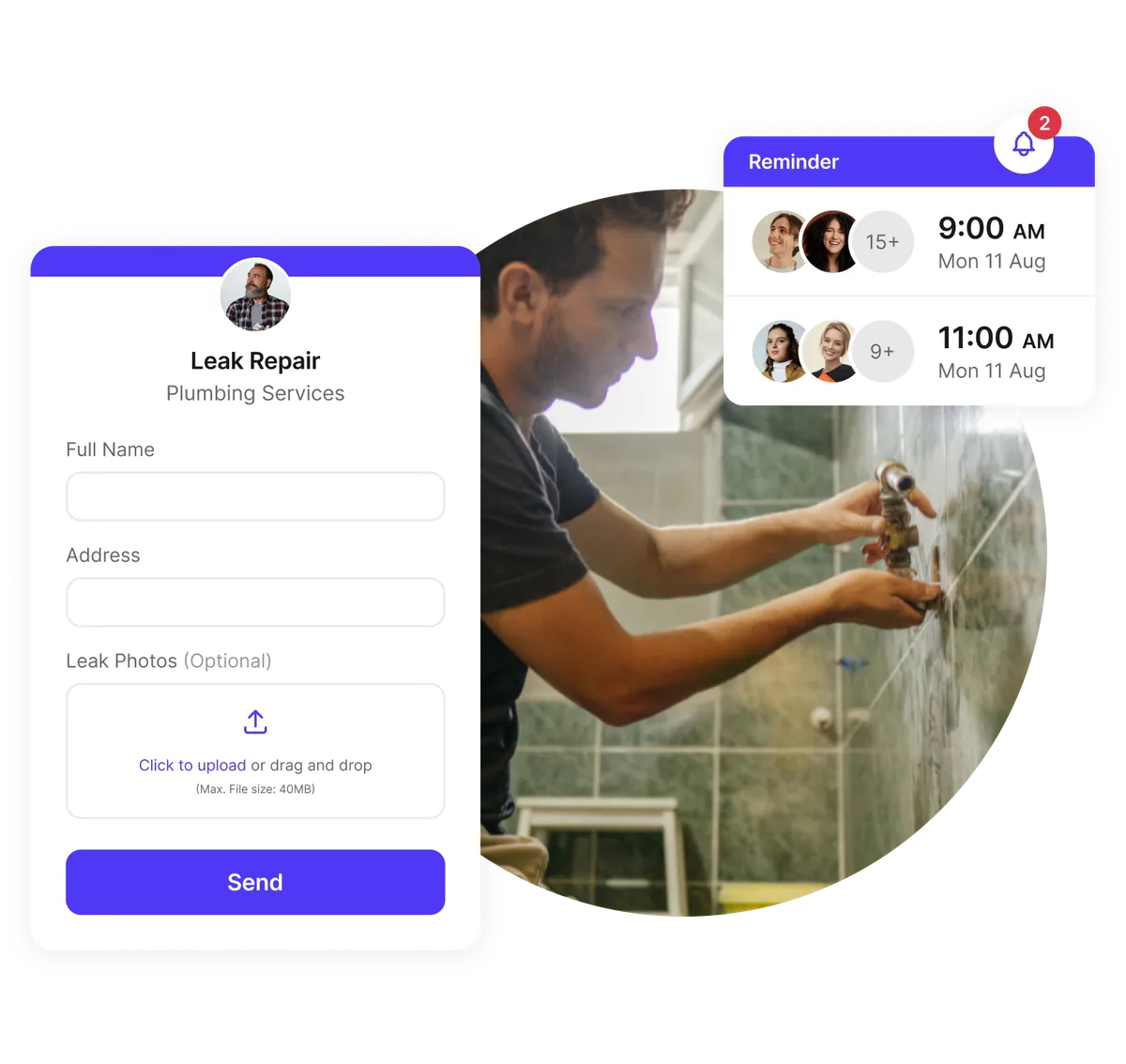 Plumbing services booking software