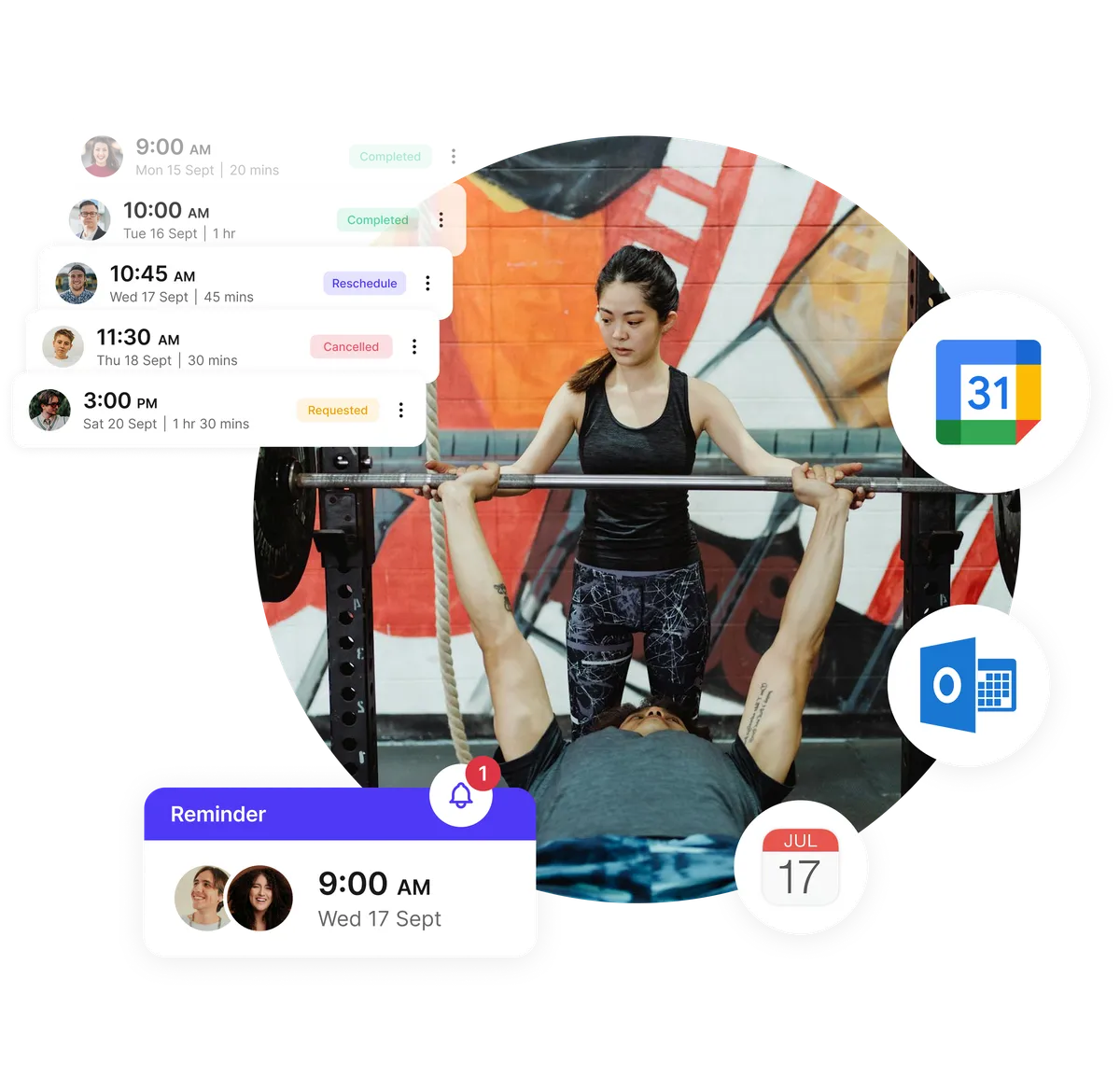 personal training booking system reminders