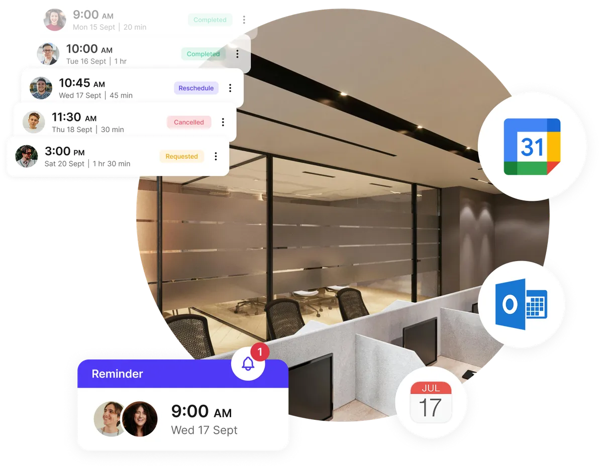 Automated reminders for coworking room reservation system