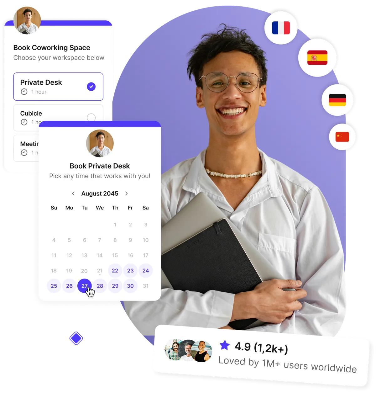 Coworking space booking software dashboard