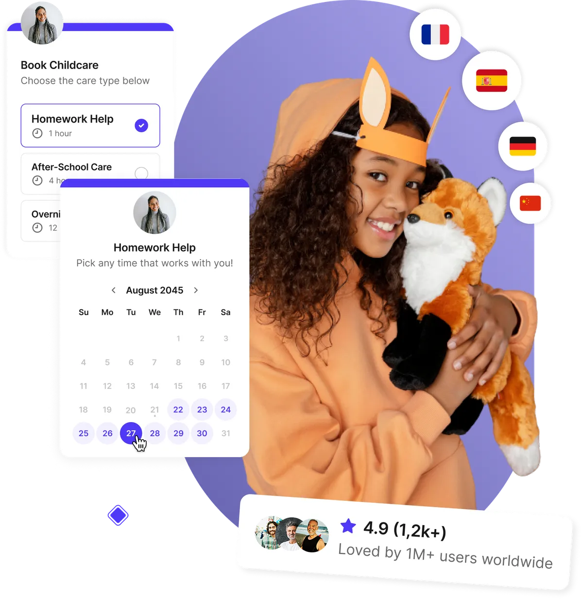 Childcare scheduling software dashboard