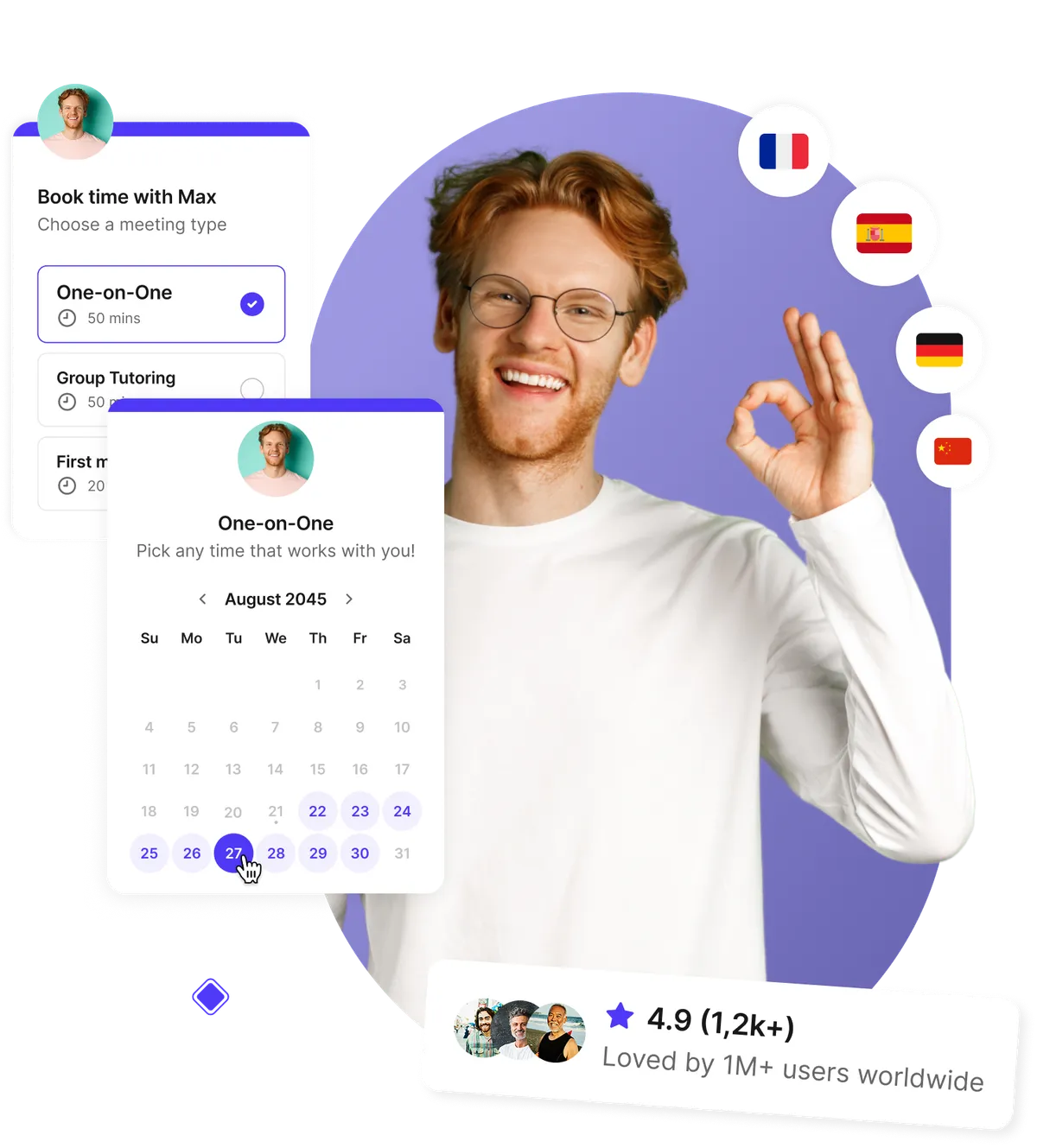Online tutoring scheduling software interface