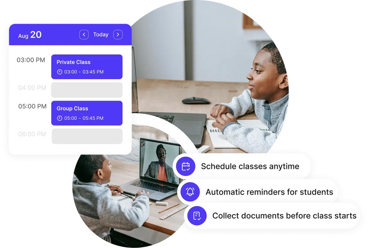virtual class booking platform