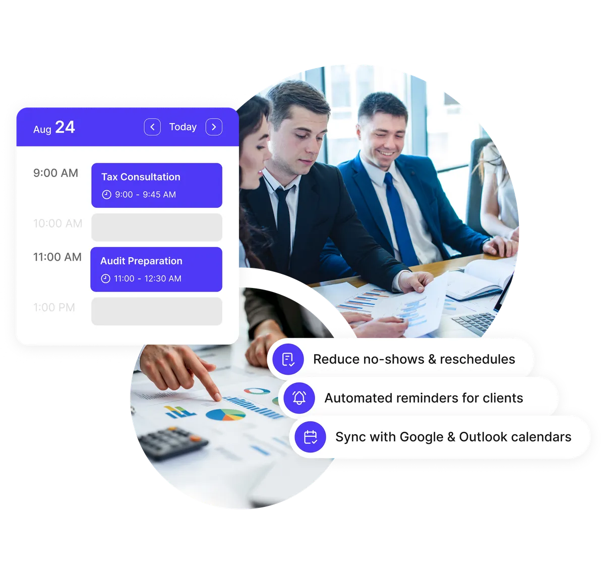 Accountant scheduling software calendar view